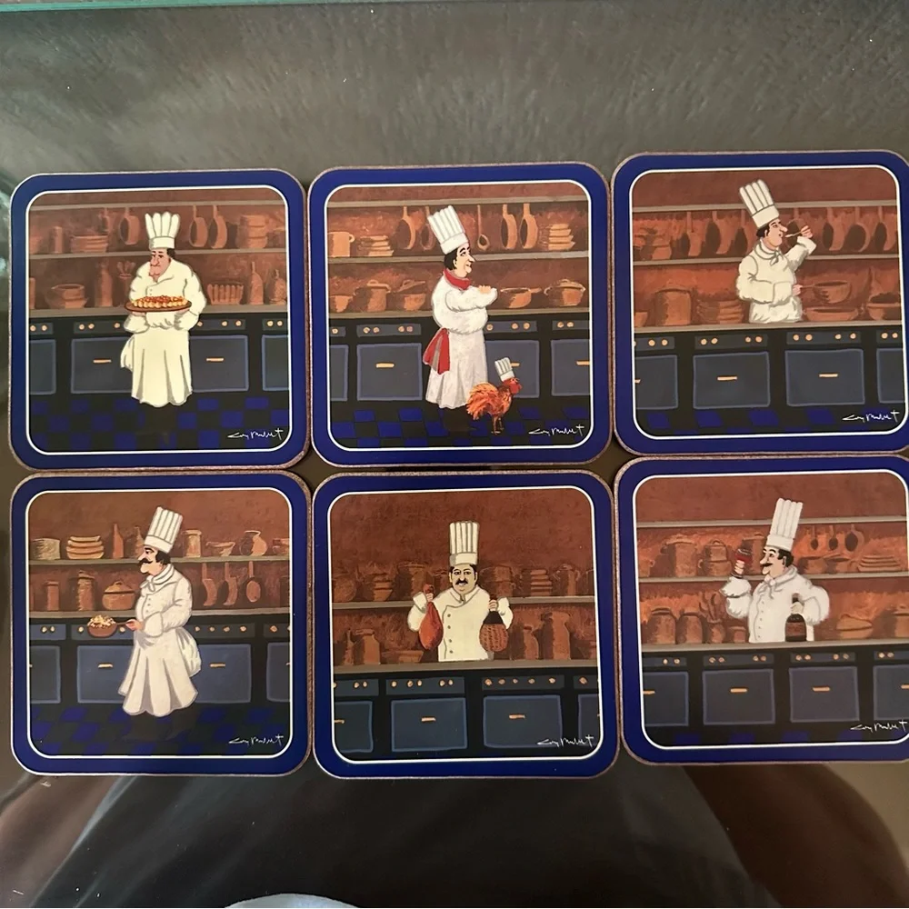Williams-Sonoma Guy Buffett ‘Les Chefs’ Coaster Set (6)